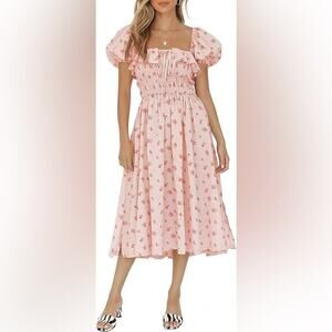NWT Women's R.Vivimos Pink Floral Midi Dress 12/14 L
